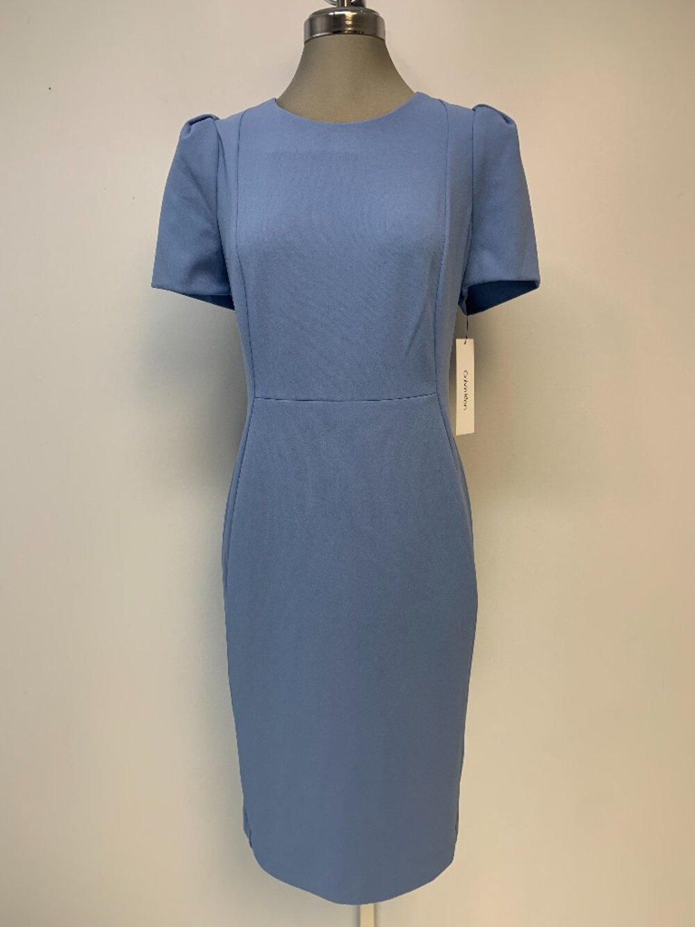 CALVIN KLEIN Dress Blue Puffs Short Sleeve Women's Size 12 NWT